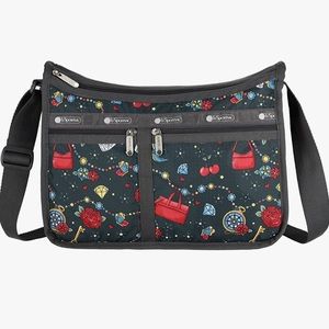 Lesportsac keepsake memory deluxe everyday crossbody, hobo, hearts, handbag
